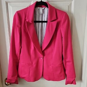 White House Black Market Pink Blazer with Notched Lapels and Tailored Fit